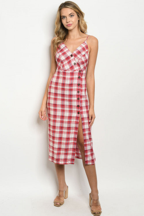April Red Checkered Dress