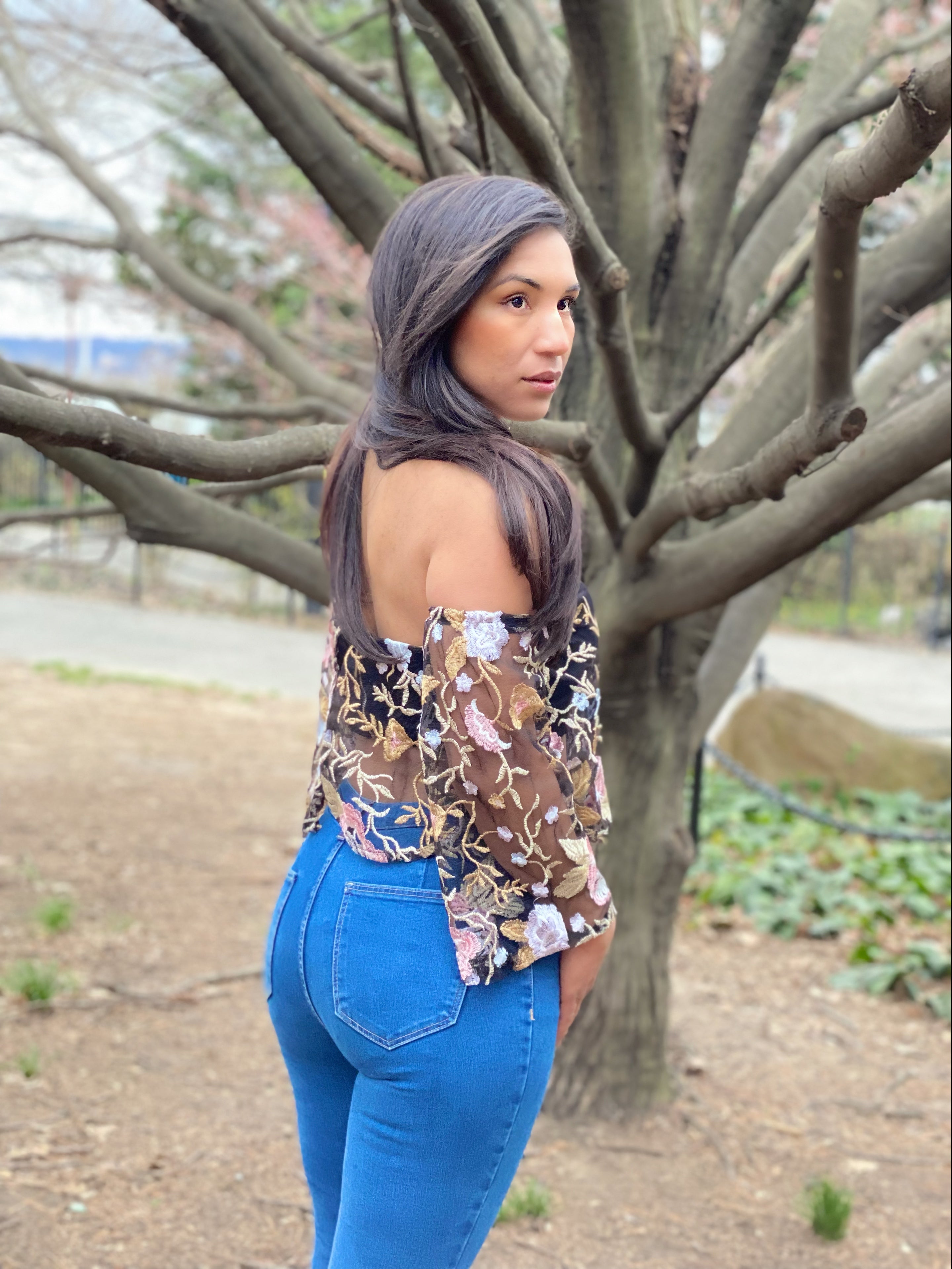 Black Floral Top