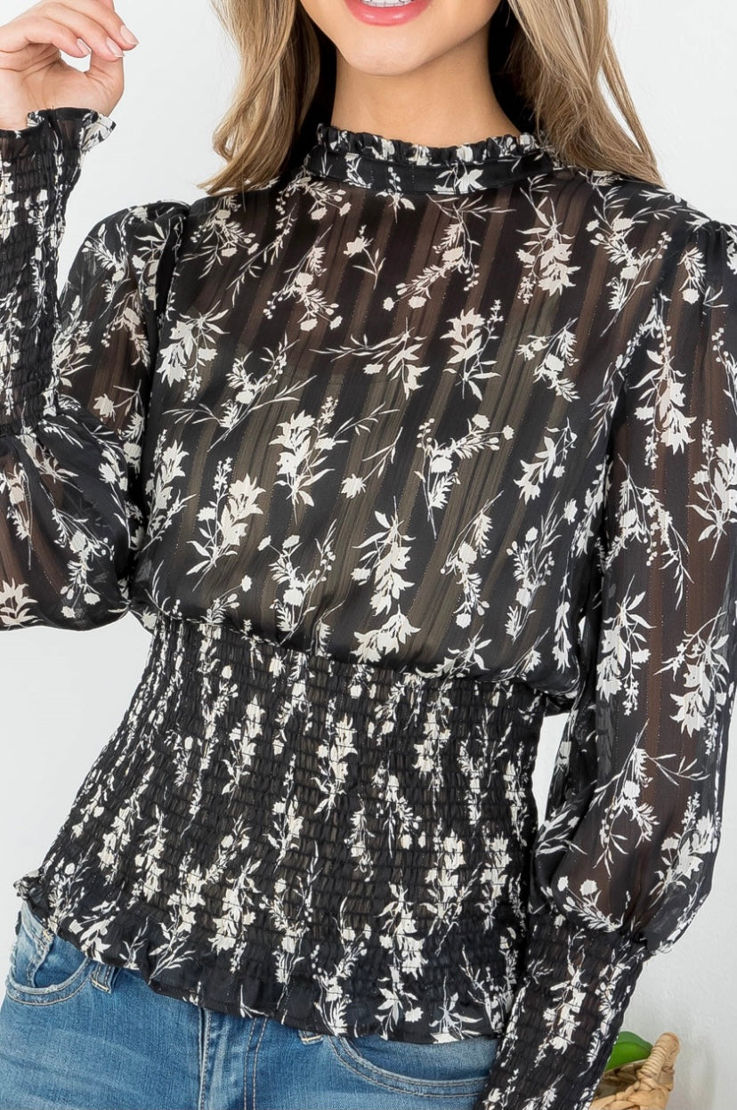 Nena Black Floral Shirt