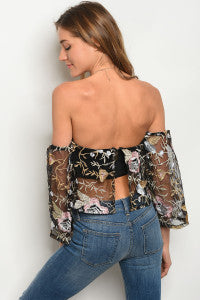 Black Floral Top